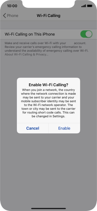 If you turn on the function, press Enable.