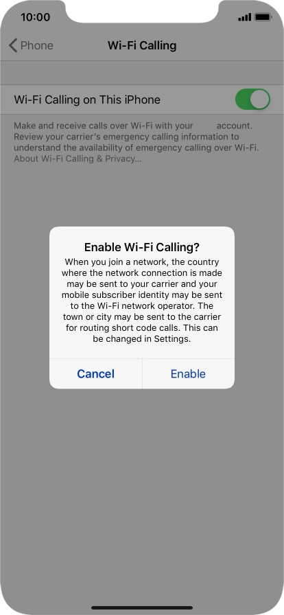 If you turn on the function, press Enable.