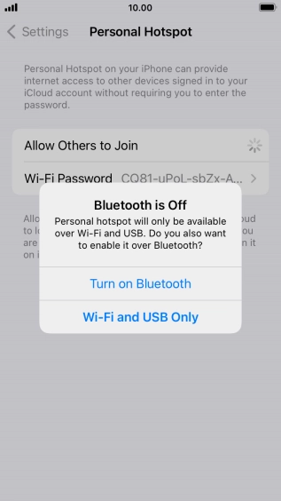 If Wi-Fi is turned on, press Wi-Fi and USB Only.