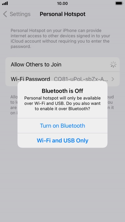 If Wi-Fi is turned on, press Wi-Fi and USB Only.