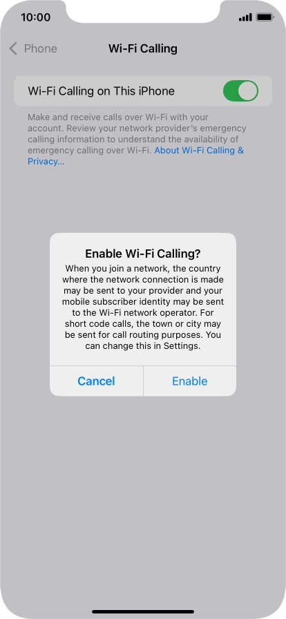 If you turn on the function, press Enable.