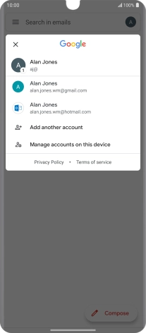 Press the required email account.