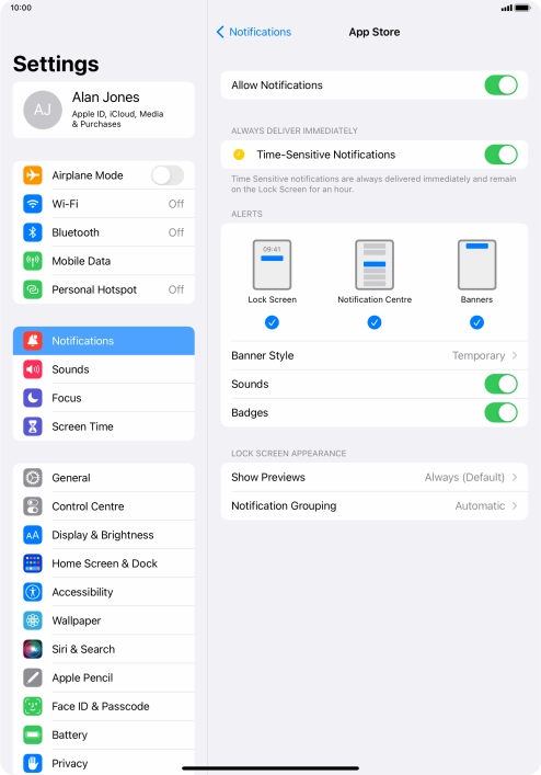 Press the indicator next to 
