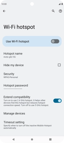 Press Hotspot password and key in the required password.