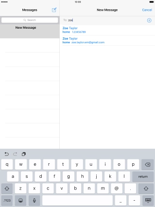 Press the required contact. Press the required contact.