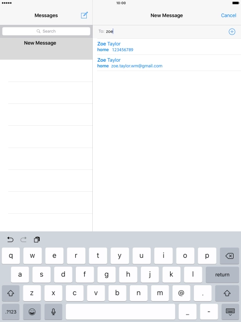 Press the required contact. Press the required contact.