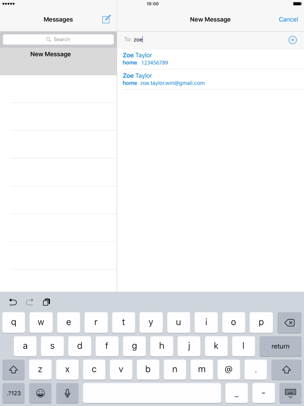 Press the required contact. Press the required contact.