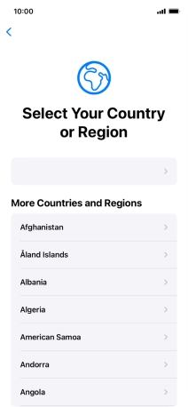 Press the required country or area.