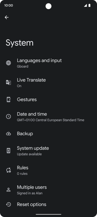 Press System update. If a new software version is available, it's displayed. Follow the instructions on the screen to update the phone software.
