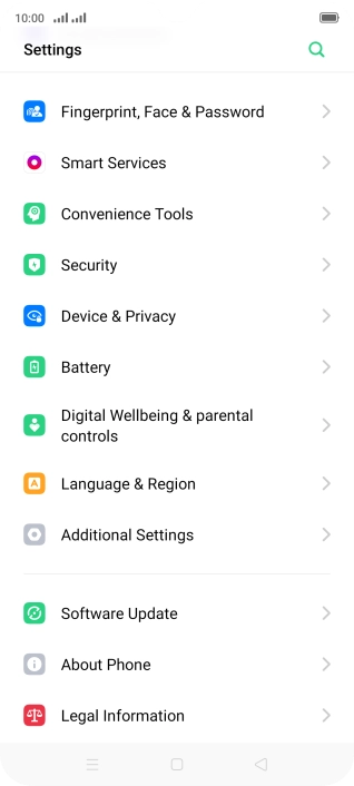 Press Software Update. If a new software version is available, it's displayed. Follow the instructions on the screen to update the phone software.