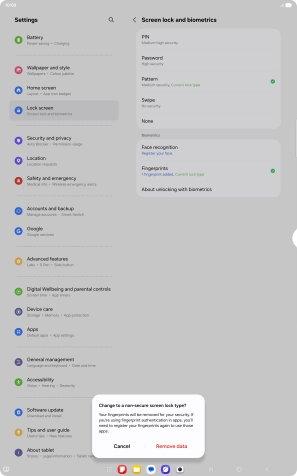 Press Remove data. Press Remove data.