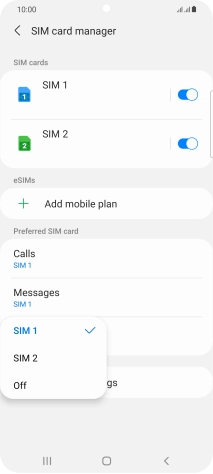 Press the required setting.