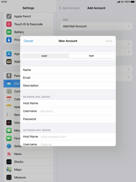 Press Username and key in the username for your email account. Press Username and key in the username for your email account.