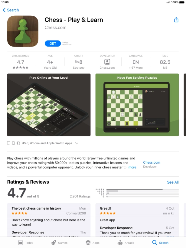 Press GET and follow the instructions on the screen to install the app.