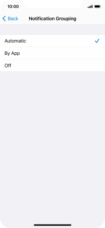 Press the required setting.