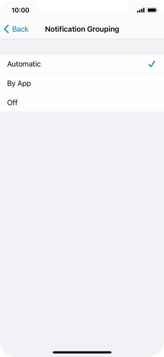 Press the required setting.