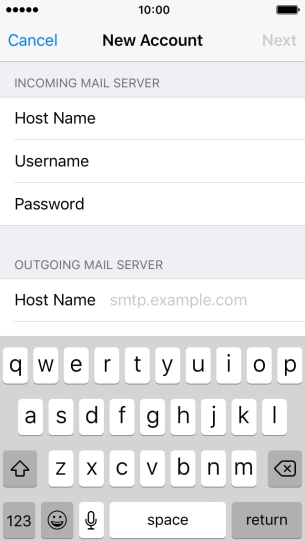 Press Host Name and key in the name of your email provider's outgoing server. Please note that if you can't send email messages when using your email provider's outgoing server, key in smtp.vodafone.net.au (Vodafone's outgoing server).