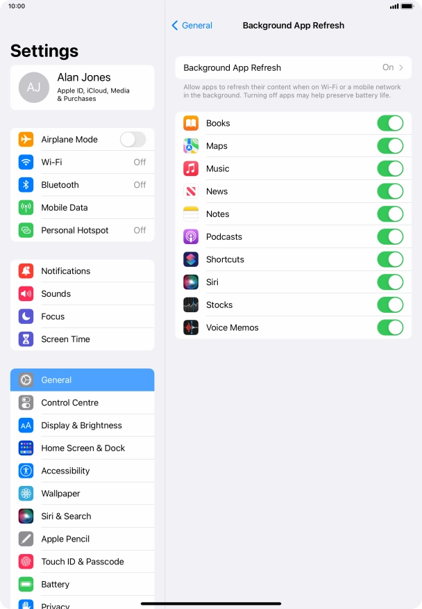 Press Background App Refresh. Press Background App Refresh.