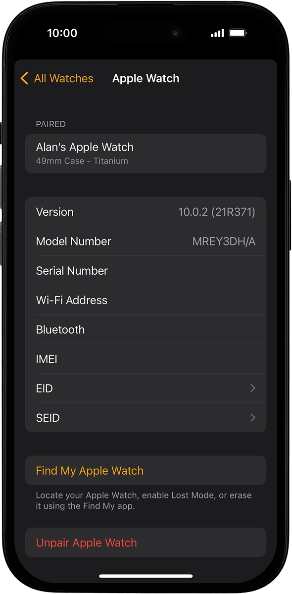 On your phone: Press Unpair Apple Watch.