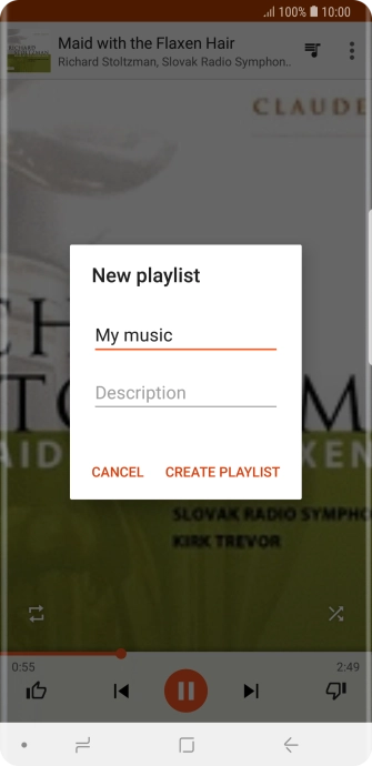 Key in a name for the playlist and press CREATE PLAYLIST.