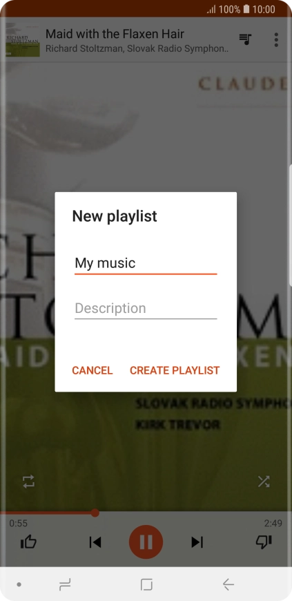 Key in a name for the playlist and press CREATE PLAYLIST.