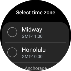 Press the required time zone. Press the required time zone.
