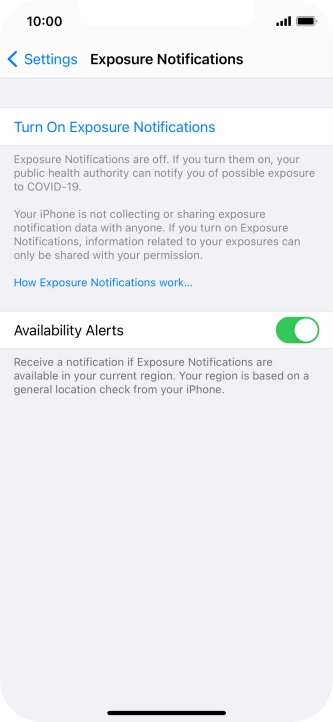 Press Turn On Exposure Notifications.