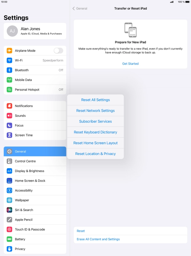Press Reset All Settings.
