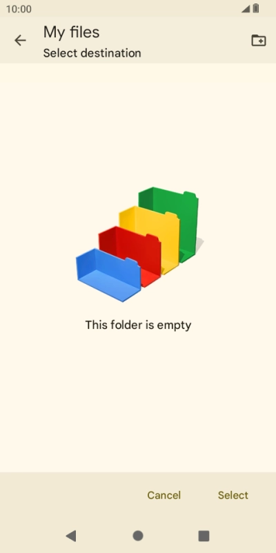 To create a new folder, press the new folder icon and follow the instructions on the screen to create a new folder.