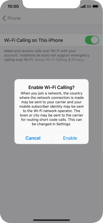 If you turn on the function, press Enable.