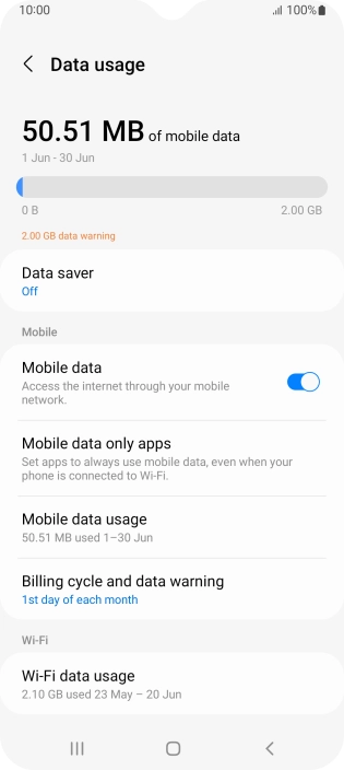 The total data usage is displayed.