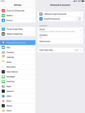 Press the name of the email account you've just set up. Press the name of the email account you've just set up.