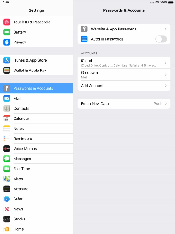 Press the name of the email account you've just set up. Press the name of the email account you've just set up.