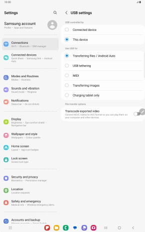 Press Transferring files / Android Auto.