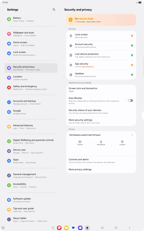 Press More security settings. Press More security settings.