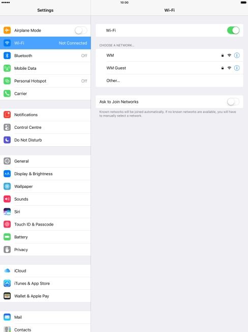 Press the required Wi-Fi network and key in the password for the Wi-Fi network.