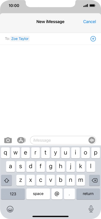 If the recipient can receive iMessages, iMessage is displayed in the text input field.
