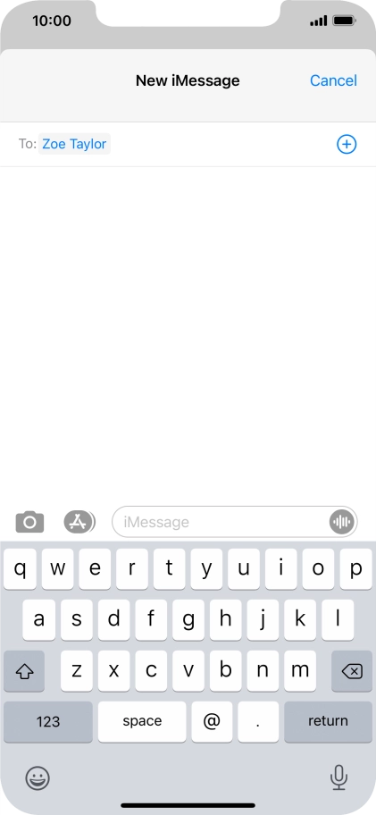 If the recipient can receive iMessages, iMessage is displayed in the text input field.