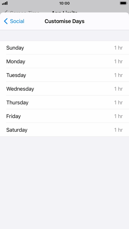 Press the required days.