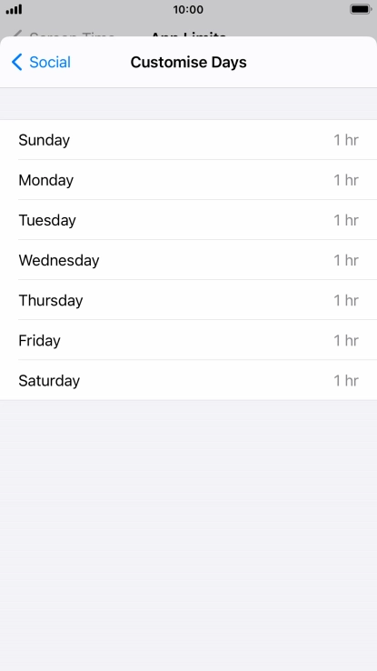 Press the required days.