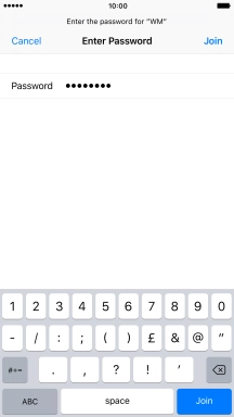 Key in the password for the Wi-Fi network and press Join.