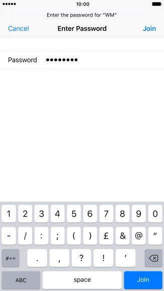 Key in the password for the Wi-Fi network and press Join.
