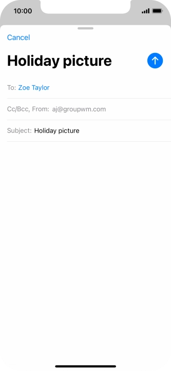 Press the text input field and write the text for your email message.