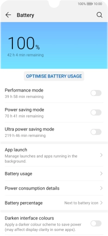 Press the indicator next to the required setting to turn on the function.
