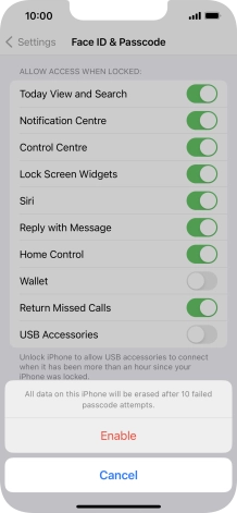 If you turn on the function, press Enable.