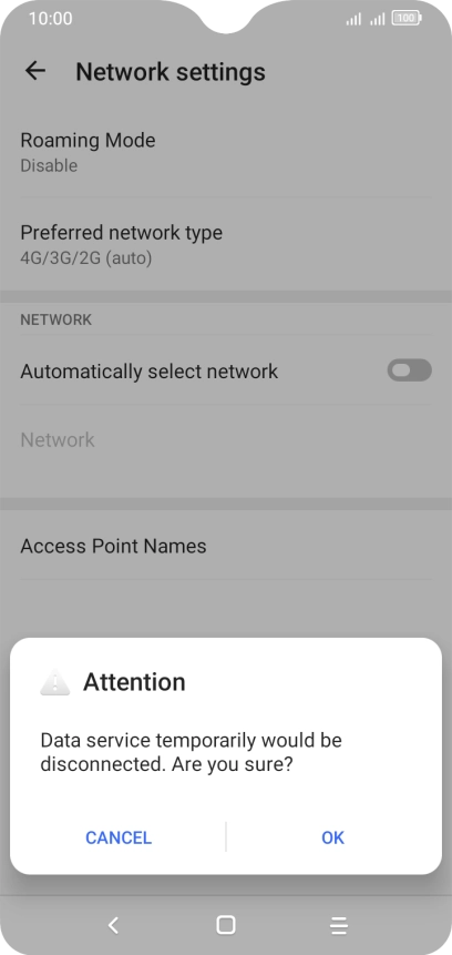 Press OK to turn off the function and wait while your phone searches for networks.