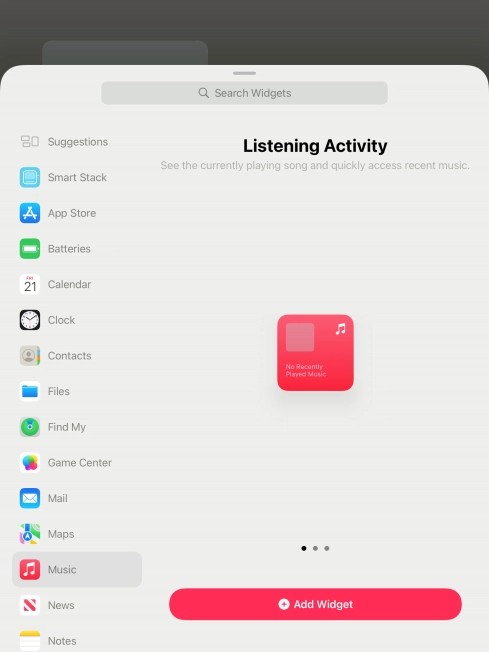 Slide your finger right or left on the screen to select the required widget size. Slide your finger right or left on the screen to select the required widget size.