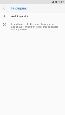 Key in the phone lock code and press Add fingerprint.