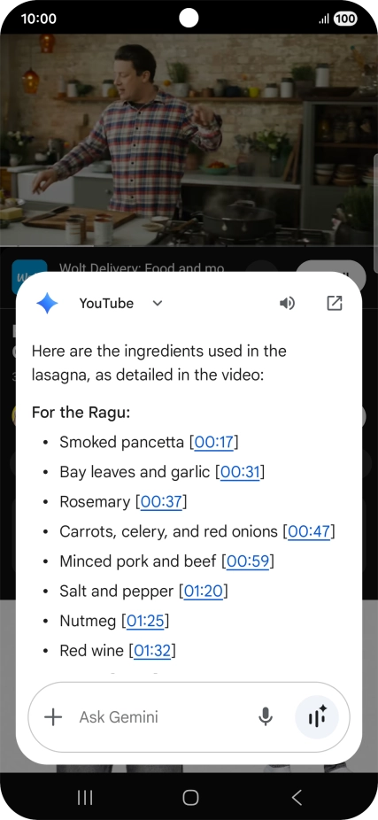 The answer from Gemini to your question is displayed.