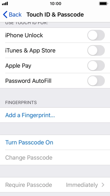 Press Turn Passcode On and key in a phone lock code of your own choice twice.